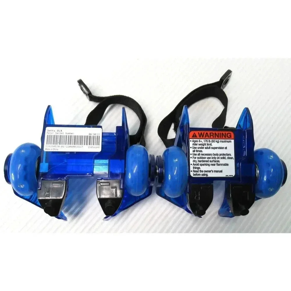 RAZOR JETTS DLX HEEL WHEEL HEELYS ADJUSTABLE STRAP TO SHOE SKATES BLUE LIGHT UP - Picture 2 of 4